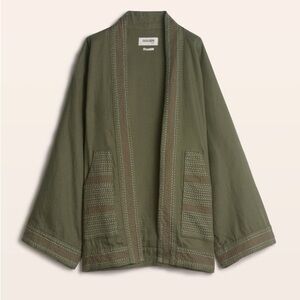 Golden By TNA Jacket Cardigan Womens S/M Green Kimono Open Front Cotton Linen